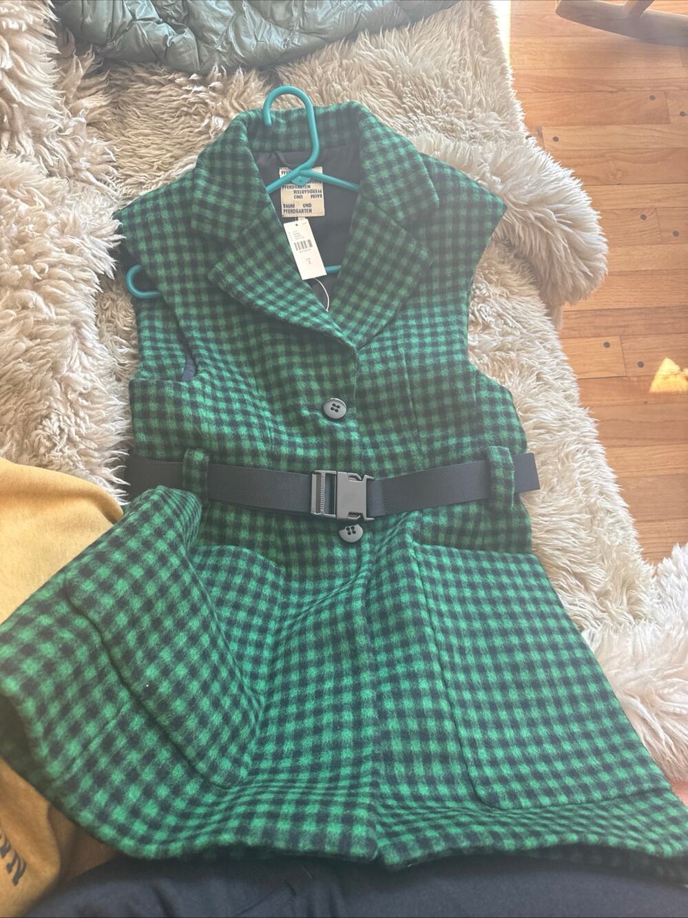 NEW Baum und Pferdgarten Check Blazer Vest Dress Green Sz 2 Made in Denmark